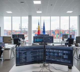 1. Cod EORI in Romania_Ce este, cum se obtine si de ce este esential pentru operatiunile vamale si un flux comercial echilibrat_Birou vamal modern cu sisteme digitale pentru procesarea codurilor EORI